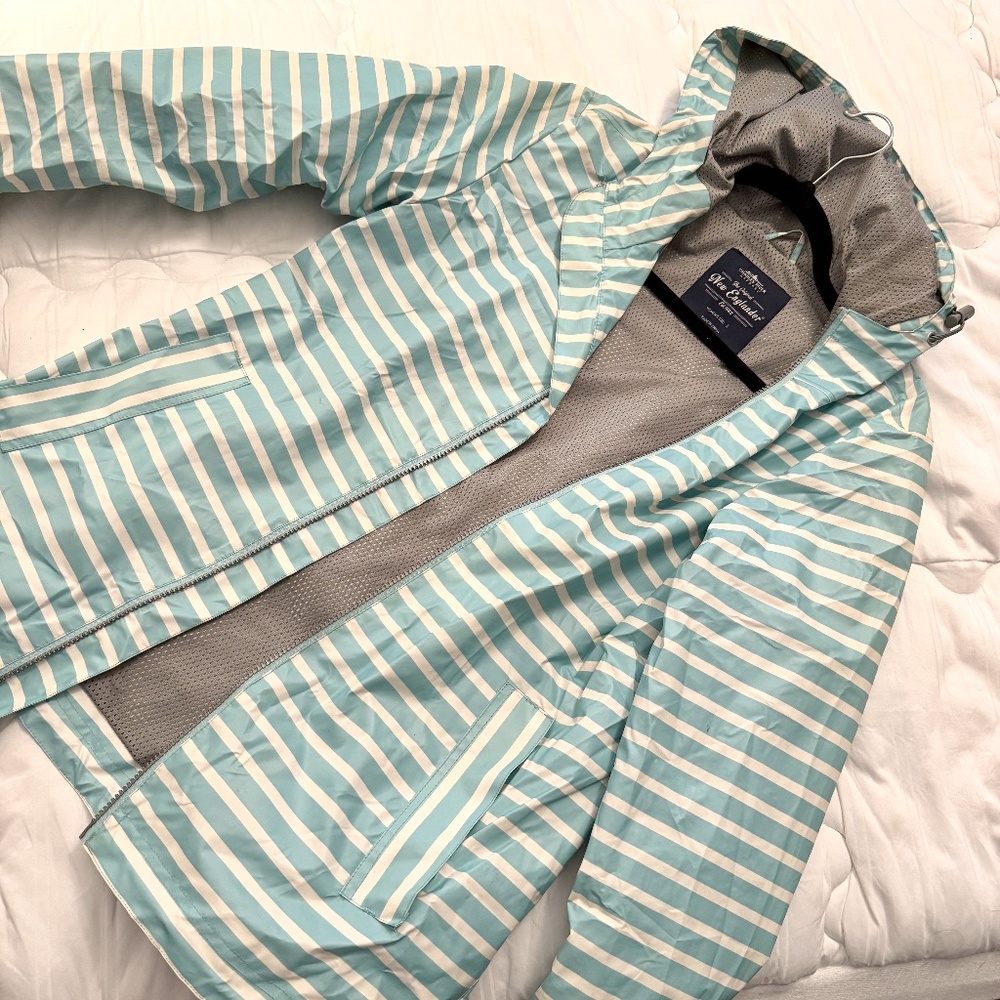 Coastal Preppy - Charles River Cabana Stripe Rain Jacket w/ Seaside Tag (Size S)